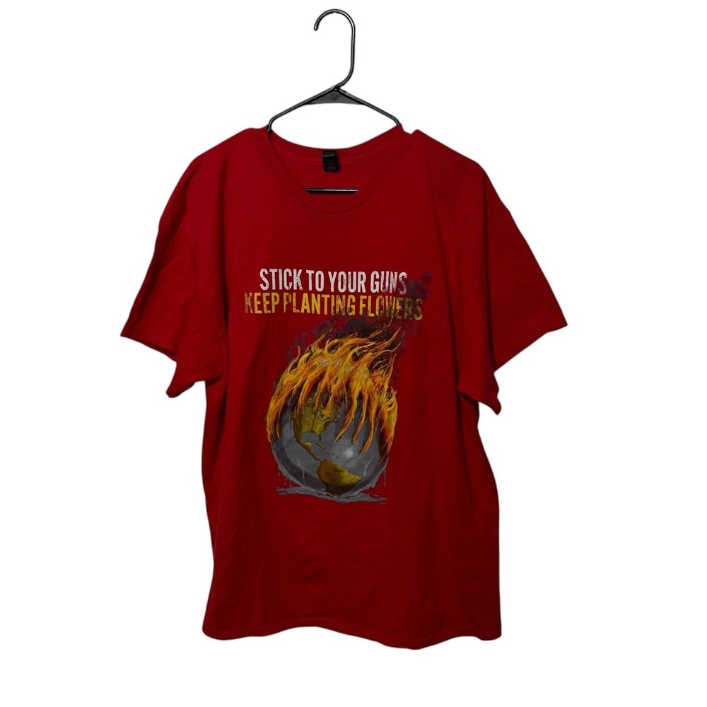 Stick to Your Guns Shirt Mens XL Red Hardcore Metalcore Keep Planting Flowers